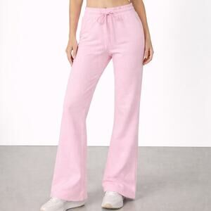 ZARA Baby Pink Tie Waist Flare Sweatpants Size S Y2K Wide Leg Lounge Pants